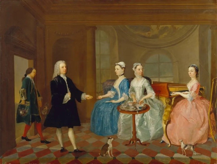 Painting of aristocrats drinking tea