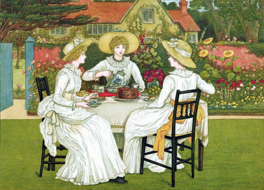 Painting of ladies having afternoon tea