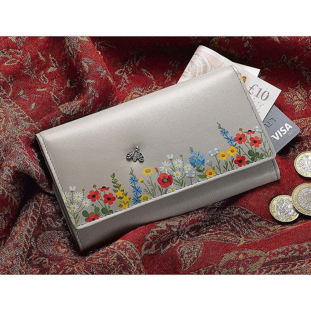 Ladies Matinee Flapover Purse - 10 card slots Multicolour Real Leather