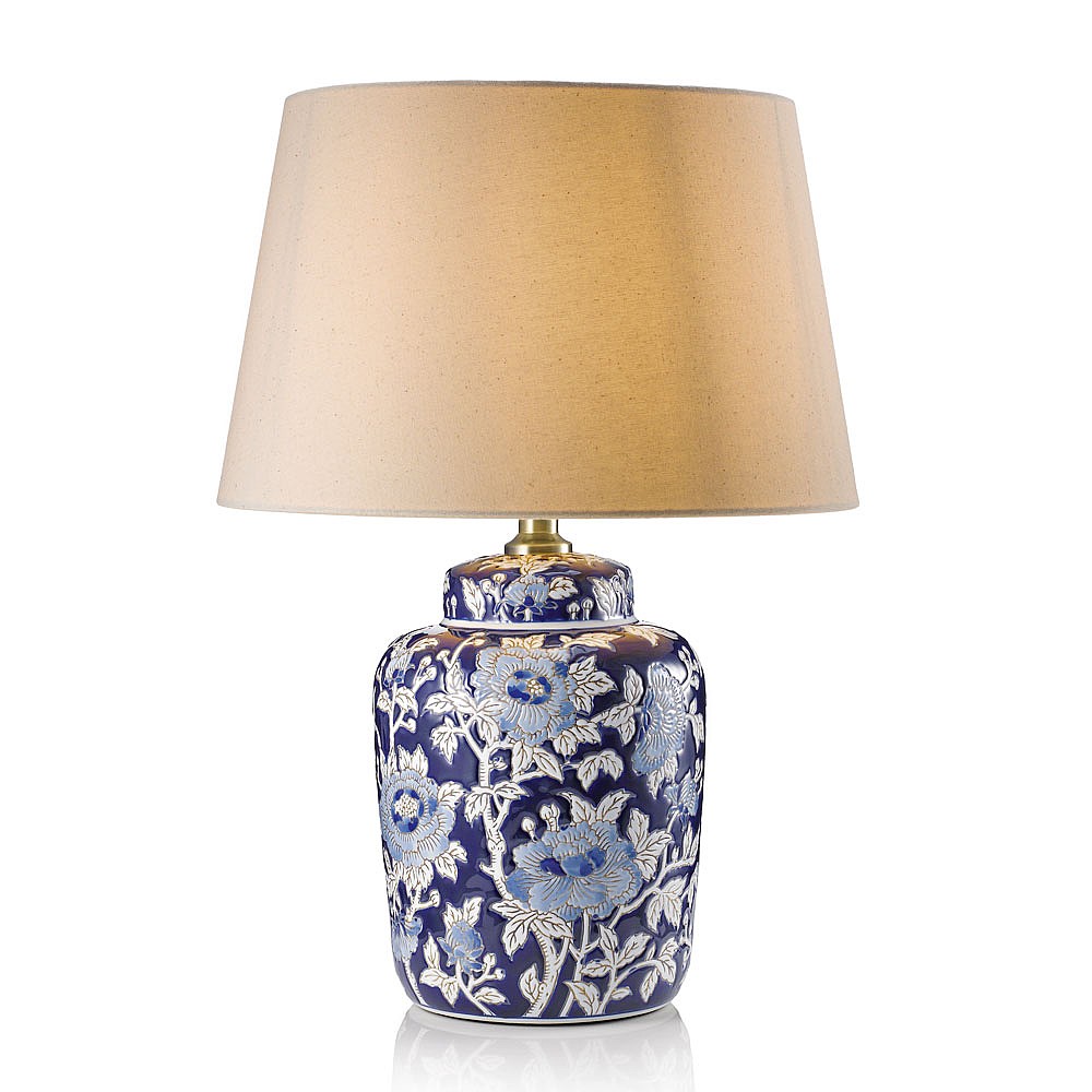 Blue Floral Table Lamp Period Style Lighting Museum Selection