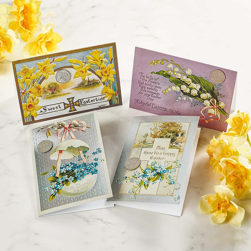 4 Floral Easter Sixpence Cards | Museum Selection